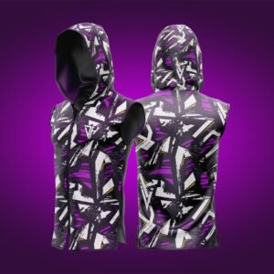 Men’s Purple Graphic Sleeveless Hoodie – Athletic Gym Vest | Hooded Workout Tank Top | Bodybuilding Fitness Training Hoodie