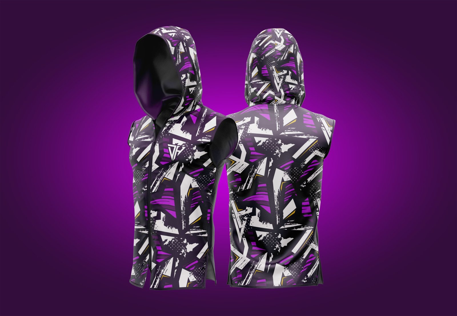 Men’s Purple Graphic Sleeveless Hoodie – Athletic Gym Vest | Hooded Workout Tank Top | Bodybuilding Fitness Training Hoodie