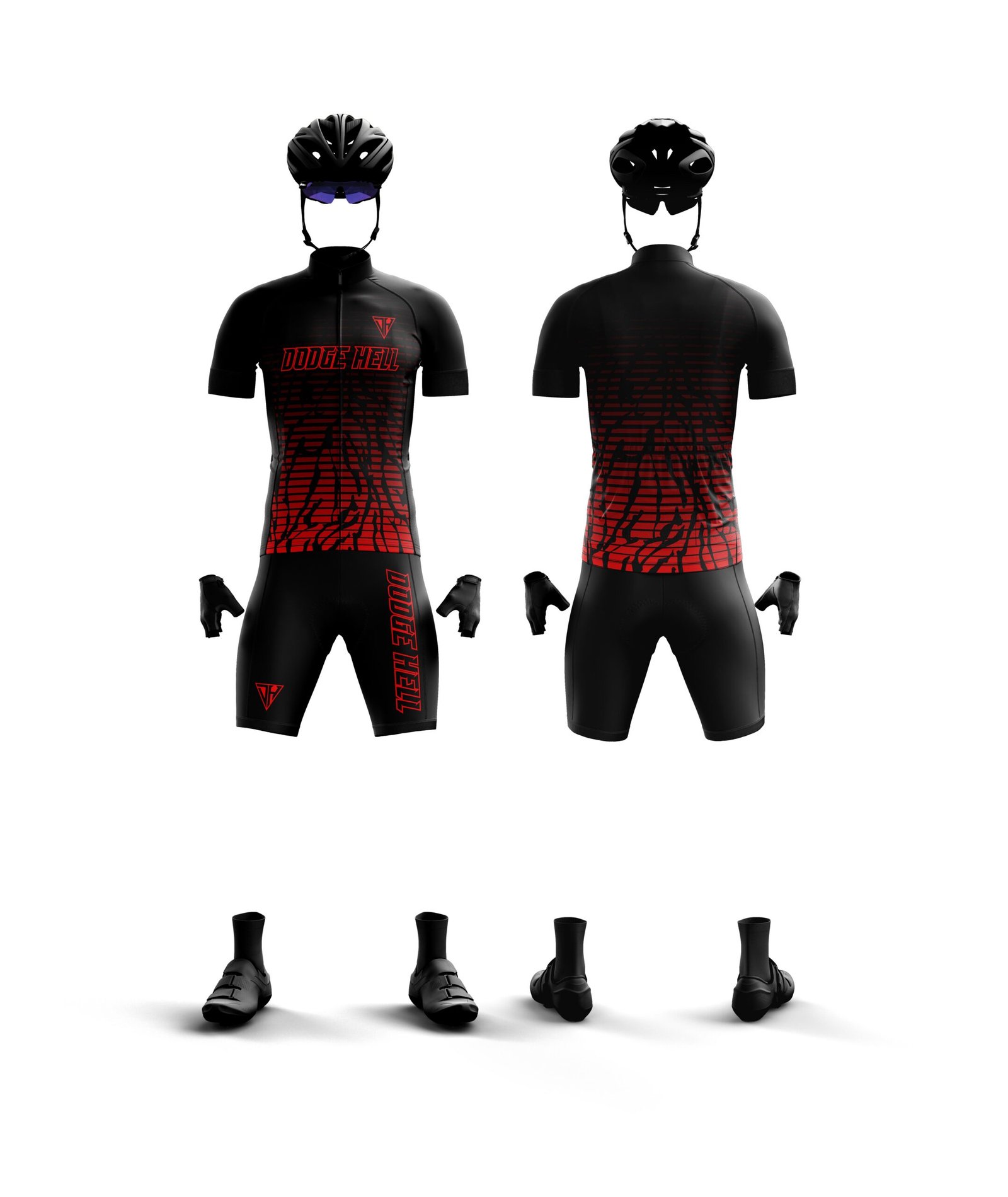 Men’s Black Red Pro Cycling Kit – Race Fit Jersey & Padded Cycling Shorts