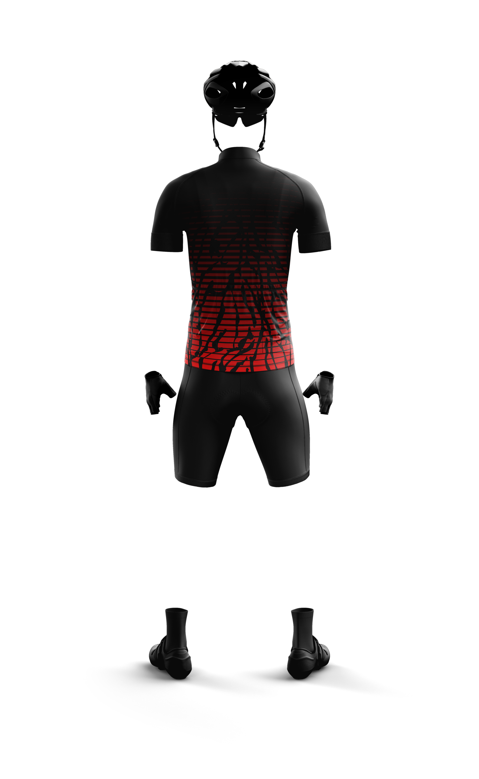 Men’s Black Red Pro Cycling Kit – Race Fit Jersey & Padded Cycling Shorts - Image 3