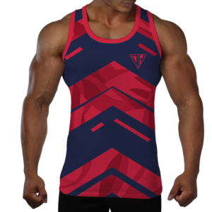 Men’s Red Navy Athletic Tank Top – Breathable Sleeveless Gym & Training Shirt