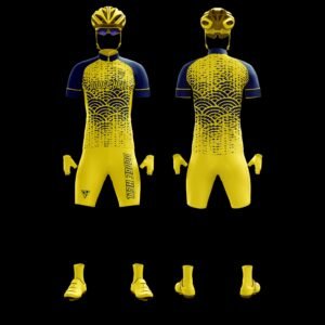 Men’s Yellow Blue Pro Cycling Kit – Performance Jersey & Padded Cycling Shorts