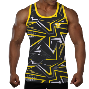 Men’s Black Yellow Athletic Tank Top – Breathable Sleeveless Gym & Training Shirt