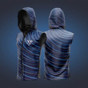 Men’s Blue Sleeveless Hoodie – Athletic Gym Vest | Hooded Workout Tank Top | Bodybuilding Training Hoodie