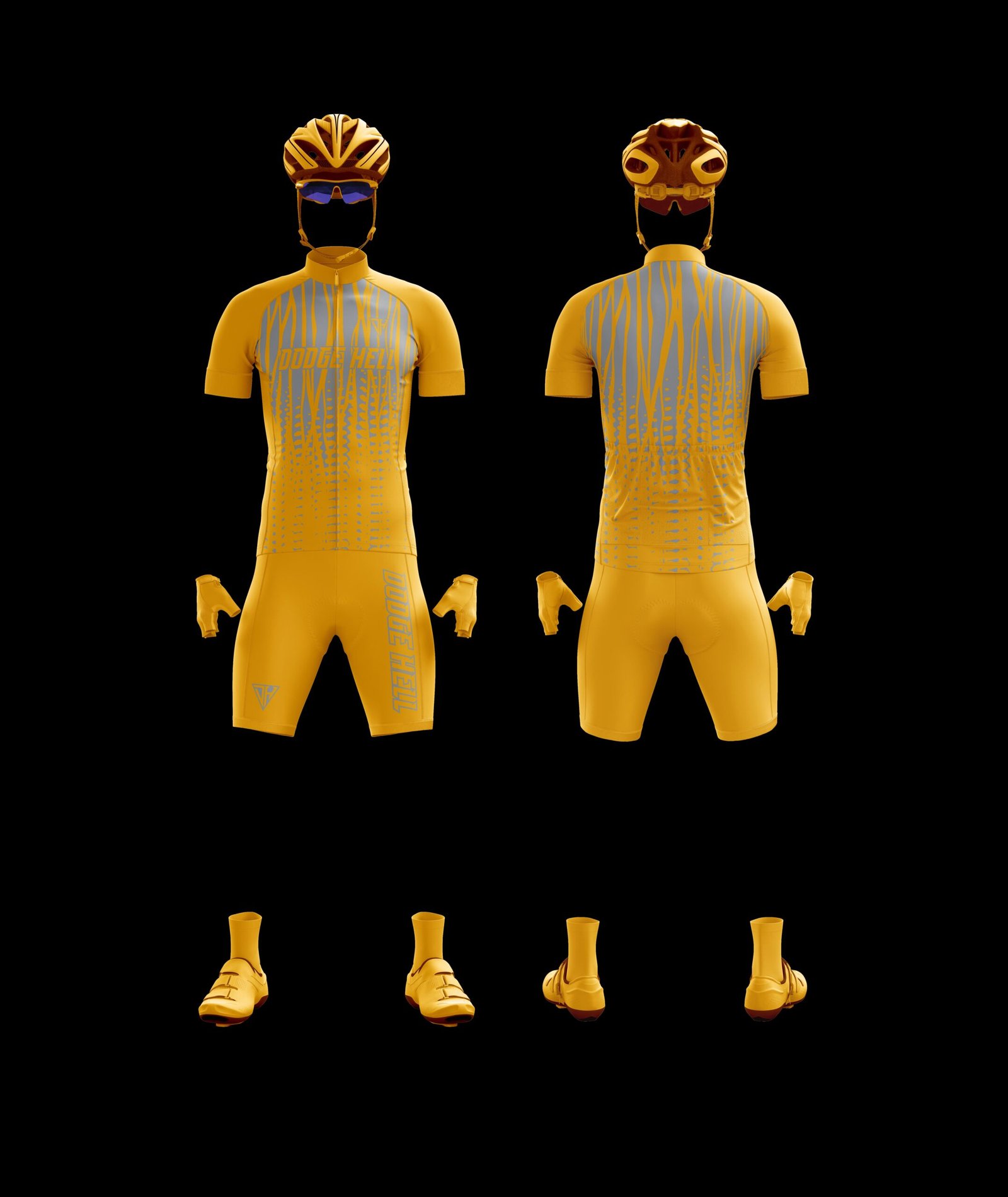 Men’s Yellow Pro Cycling Kit – Performance Jersey & Padded Cycling Shorts