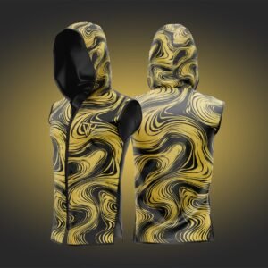 Men’s Gold Marble Sleeveless Hoodie – Luxury Gym Vest | Hooded Workout Tank | Bodybuilding Fitness Training Hoodie