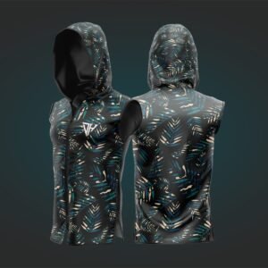 Men’s Tropical Sleeveless Hoodie – Palm Leaf Gym Vest | Hooded Workout Tank | Fitness & Bodybuilding Training Hoodie