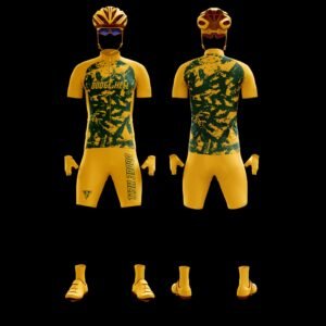 Men’s Yellow Green Pro Cycling Kit – Aero Fit Jersey & Padded Cycling Shorts