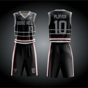 Black Red Stripe Basketball Uniform